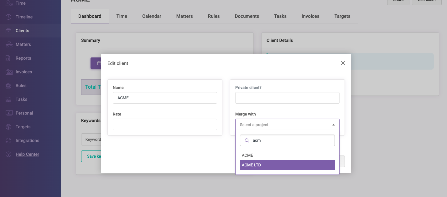 Merge duplicate clients