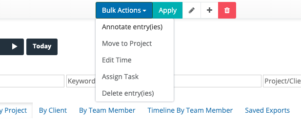 Chrometa team timesheet bulk actions